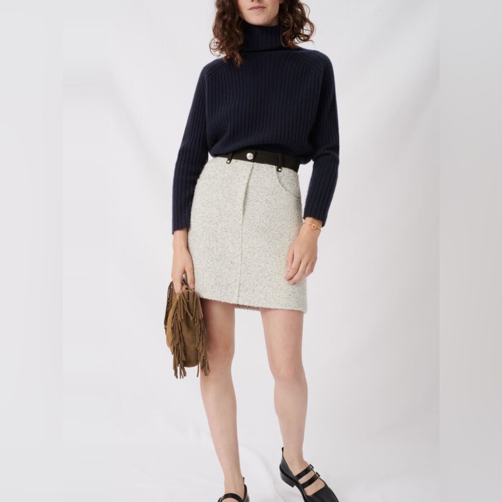 Maje Tweed-Style Skirt With Contrast Details